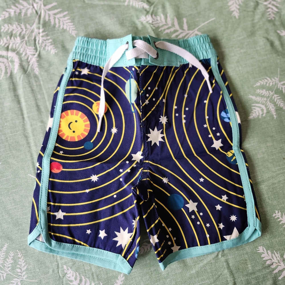 Hanna Andersson Toddler Boys Space Galaxy Themed Swim Shorts 18-24 Months